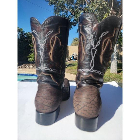 MONTANA GENUINE BULL NECK COWBOY WESTERN BOOT DARK BROWN MADE IN MEXICO Sz 101/2 - Picture 10 of 16